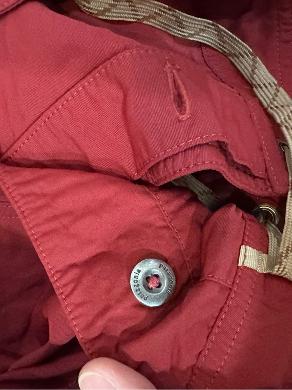 Vintage Patagonia Brick Red Nylon Board Shorts Swim Beach Button/Tie Waist - Picture 5 of 8